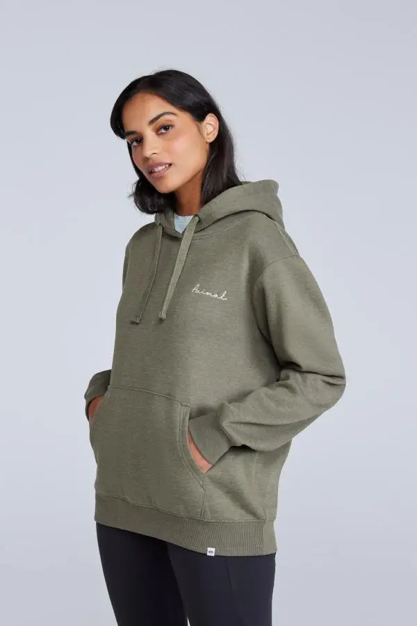 Animal Women's Maya Hoodie Sweatshirt Gym Training Cotton Pullover in Light Khaki 