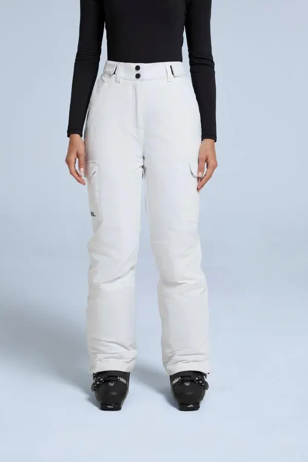 Animal Women's 'Glaze' Insulated Snow Pants Warm Adjustable Waist Warm Winter Trouser in White 