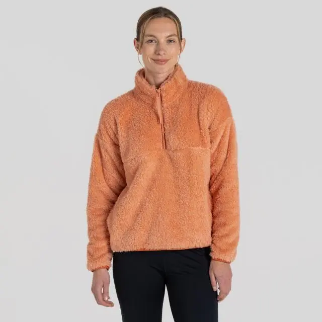 Craghoppers Women's Bron Fluffy Insulating Half Zip Fleece in Terracotta | Size: 14