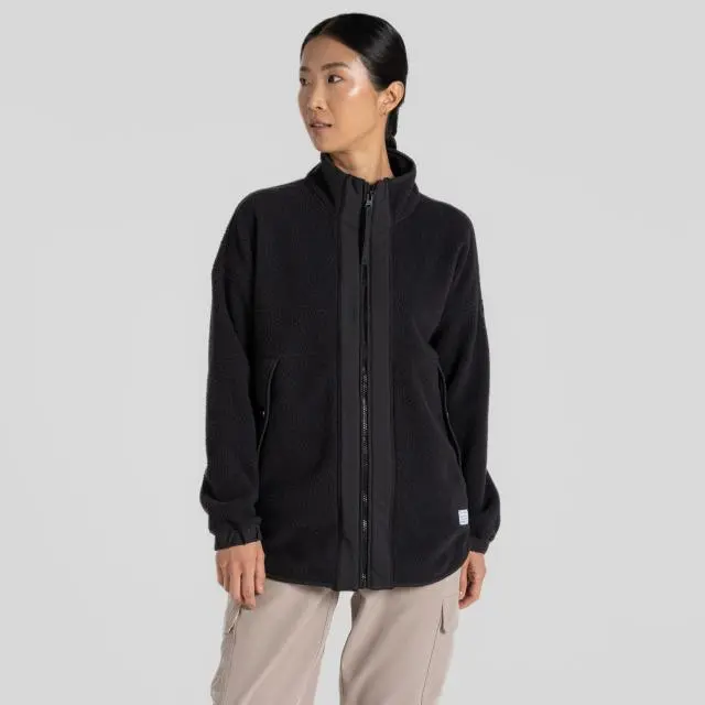 Craghoppers Women's CO2Renu Borg Fleece Steppes Jacket in Black | Size: 10