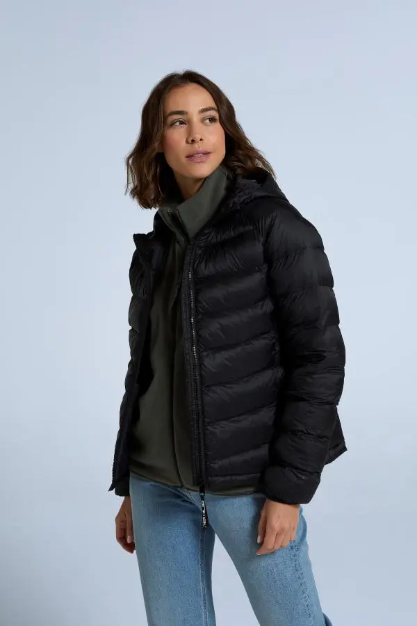 Animal Women's 'Light Cloud Cosi' Water Resistant Zipped Pockets Cosy Padded Jacket in Jet Black | Size: 16