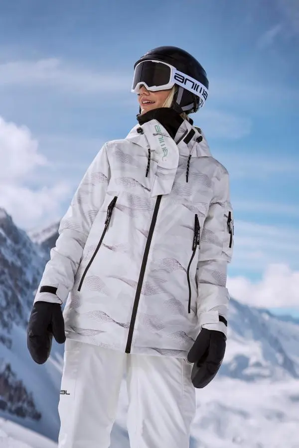 Animal Women's 'Trail' Waterproof Skiing Fleece Lined Snow Jacket in White | Size: 14