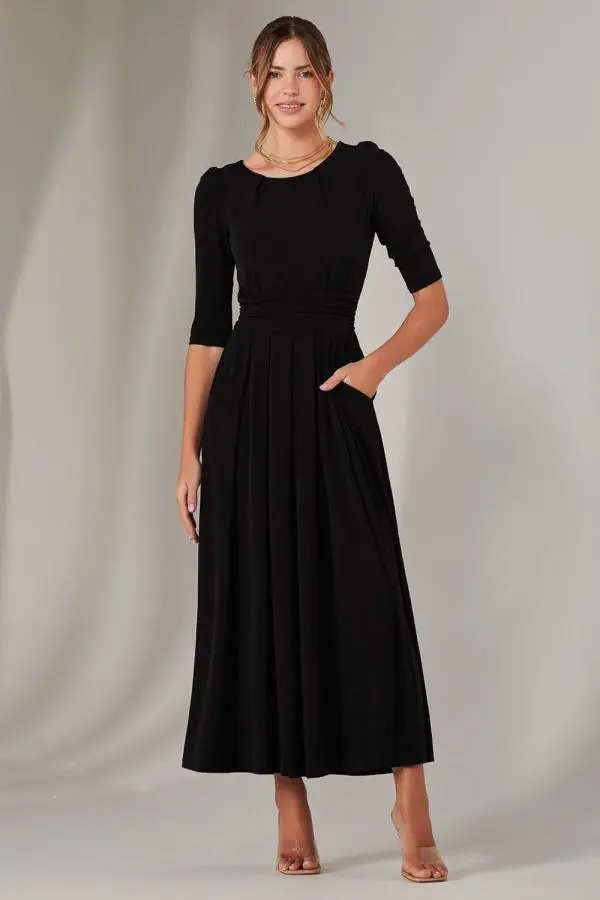 Enya 3/4 Sleeve Jersey Midaxi Dress
