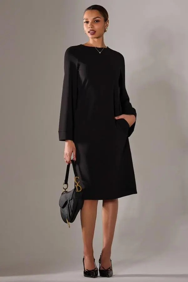 Jolie Moi Women's Midi A Line Dress in Black 