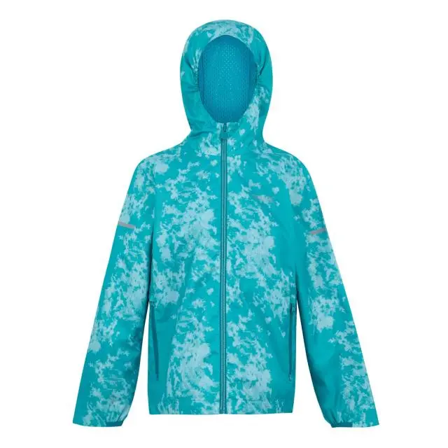 Regatta Printed 'Lever' Waterproof Shell Jacket in Turquoise | Size: 3-4 Years