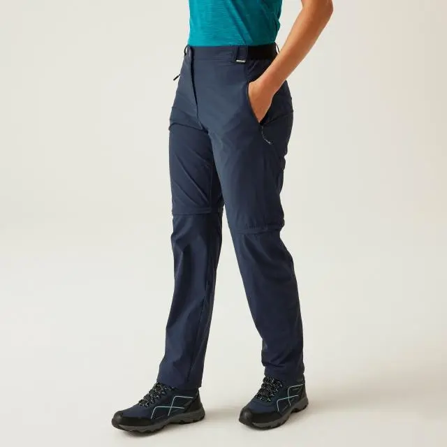 Regatta Women's Travel Light Zip-off Packaway Trousers in Navy 