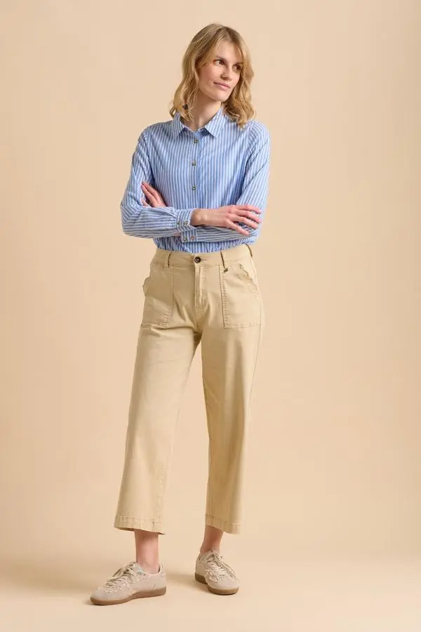 Brakeburn Women's Ankle Crop Wide Leg Trousers in Stone | Size: 14