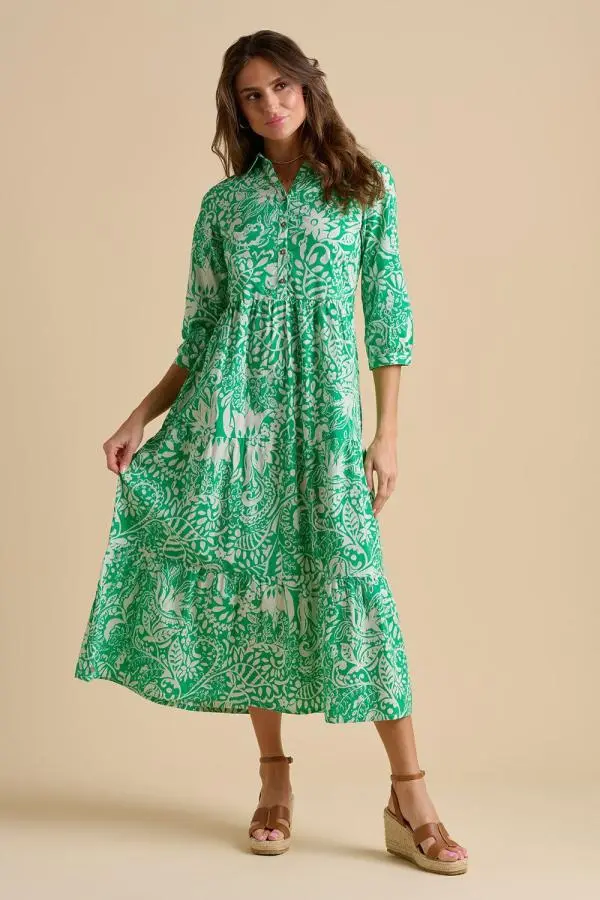 Brakeburn Women's Wildflower Maxi Dress in Green 