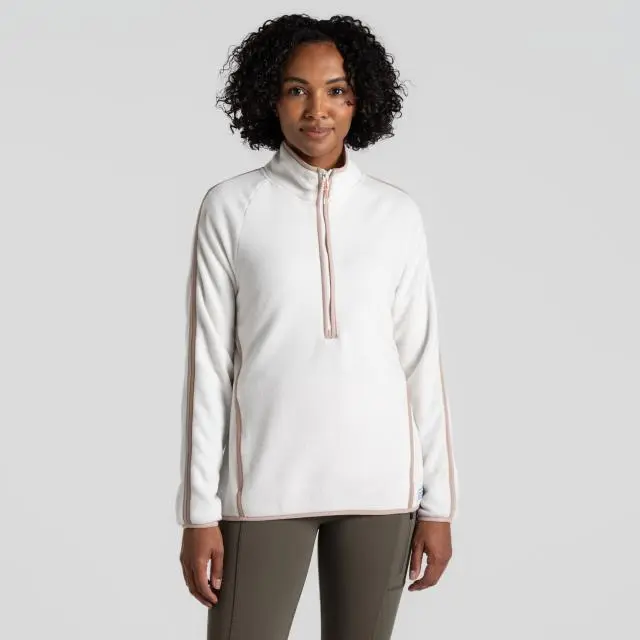 Craghoppers Women's CO2 Renu Relaxed Insulating Microfleece Half Zip Top in Beige 