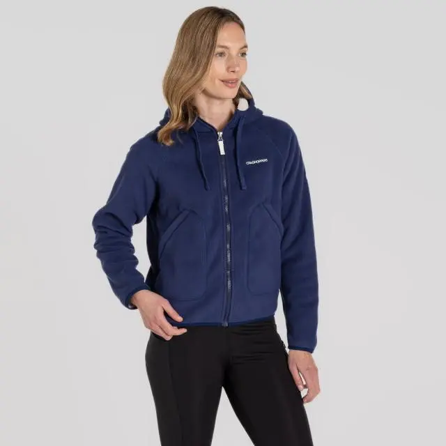 Craghoppers Women's Grainne Hooded Full Zip Fleece Jacket in Dark Navy 