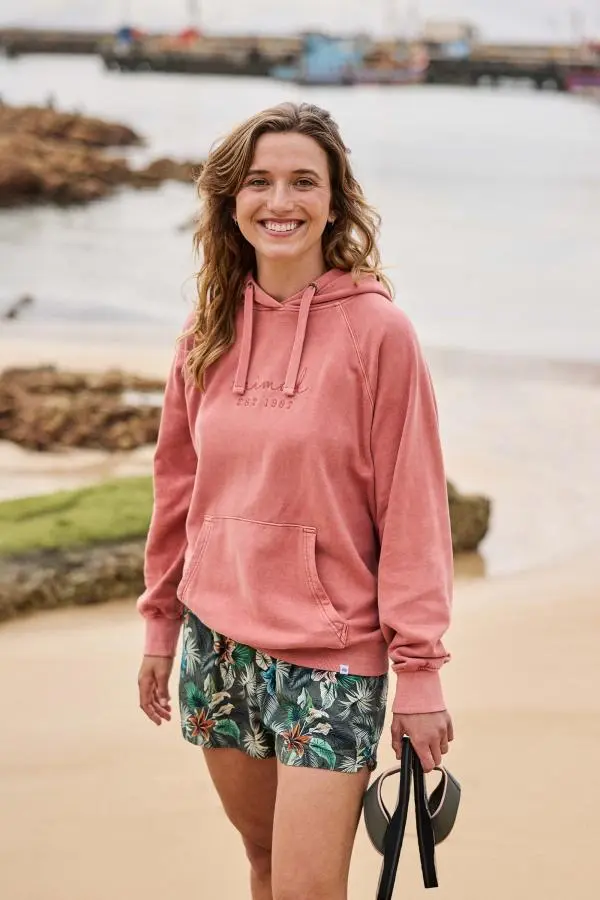 Animal Women's 'Kaya' Soft Cotton Graphic Hoodie Adjustable Lightweight Sweatshirt in Terracotta 