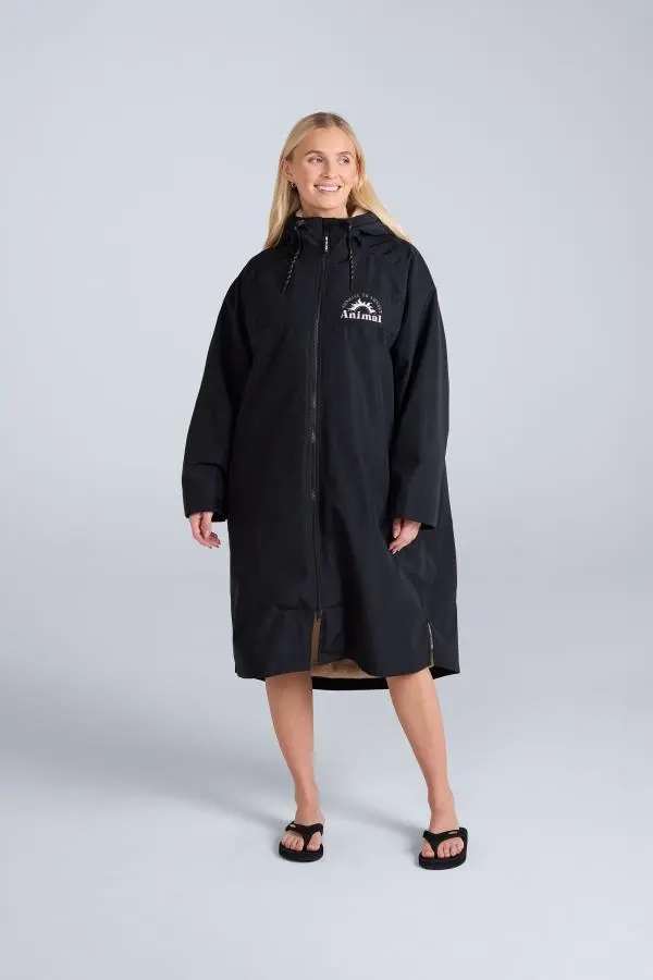 Animal Women's 'Hazey' Waterproof Fleece Lined Beach Parka in Black 