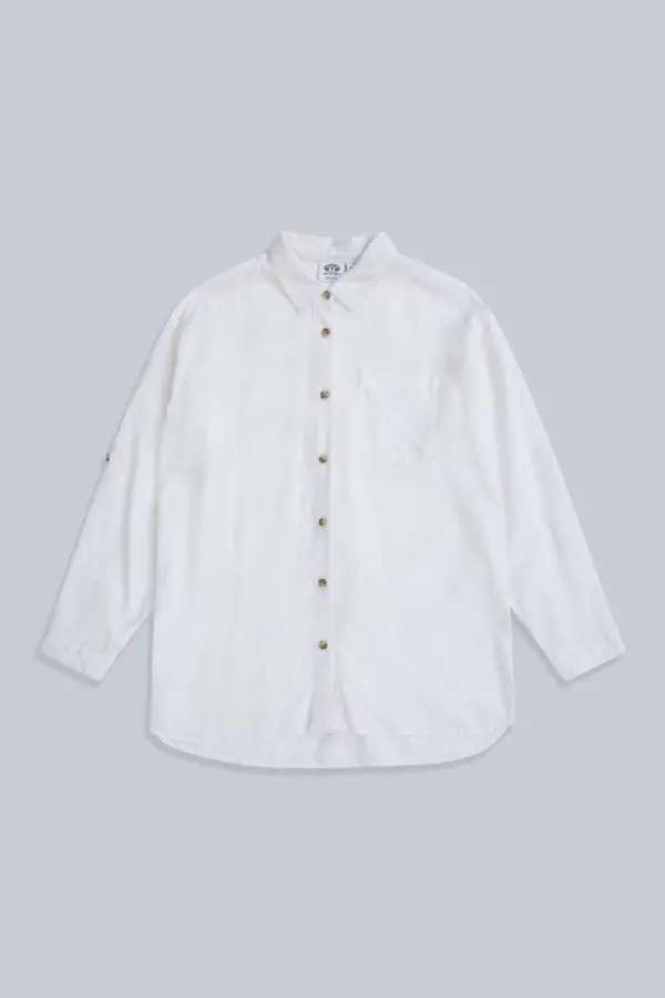 Animal Women's 'Seya' Roll Up Sleeves Summer Beach Shirt in White 
