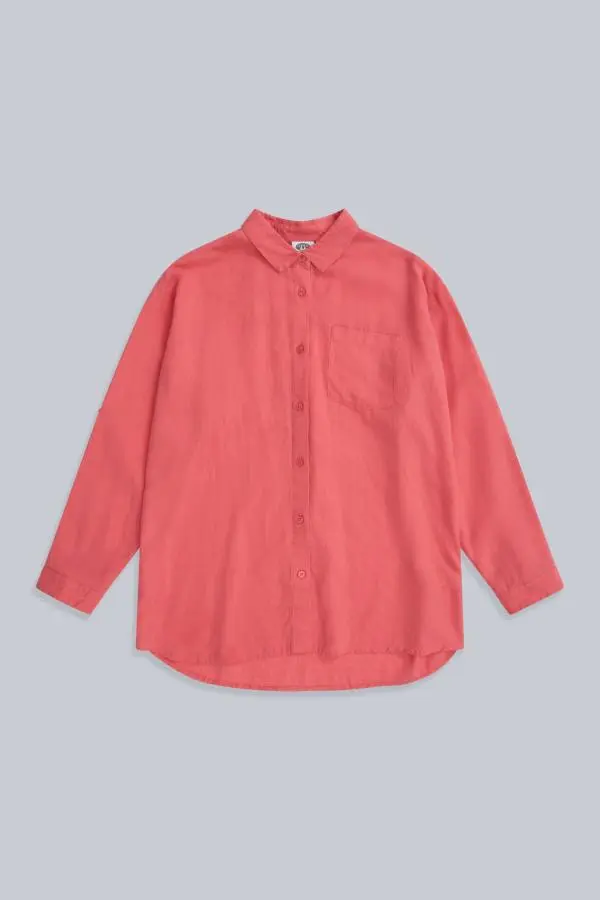 Animal Women's 'Seya' Roll Up Sleeves Summer Beach Shirt in Coral 