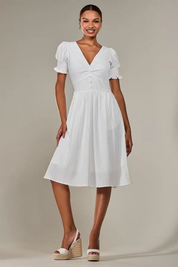 Puff Sleeve Midi Dress