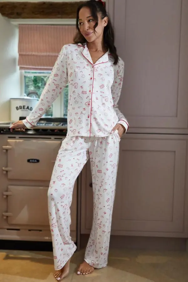 Printed Long Button-Through Pyjama Set