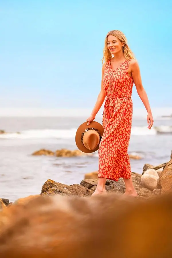 Brakeburn Women's Sundown Jumpsuit in Coral 