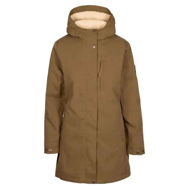 Trespass Women's Risha TP50 Fleece Lined Waterproof Jacket in Dark Olive | Size: 2XS