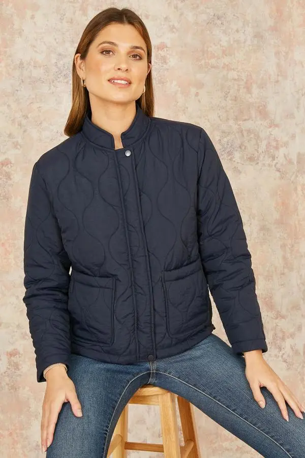 Yumi Women's Navy Short Quilted Jacket 
