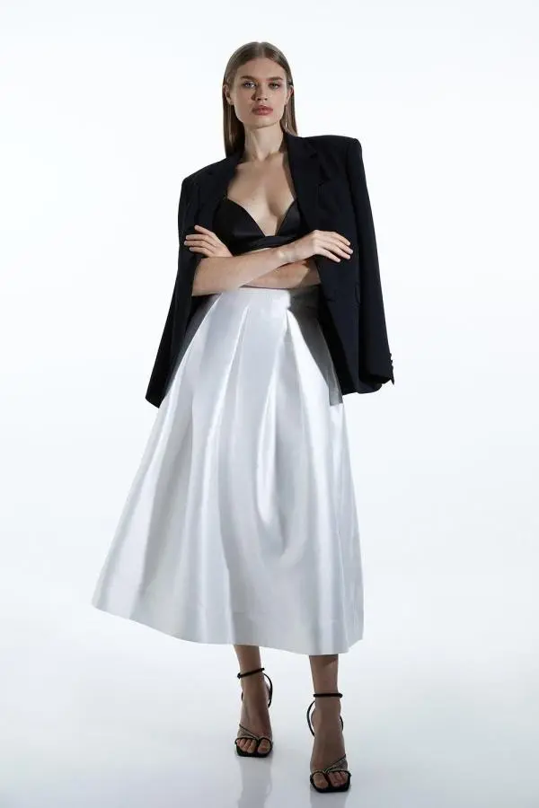 Twill Woven Prom Maxi Skirt