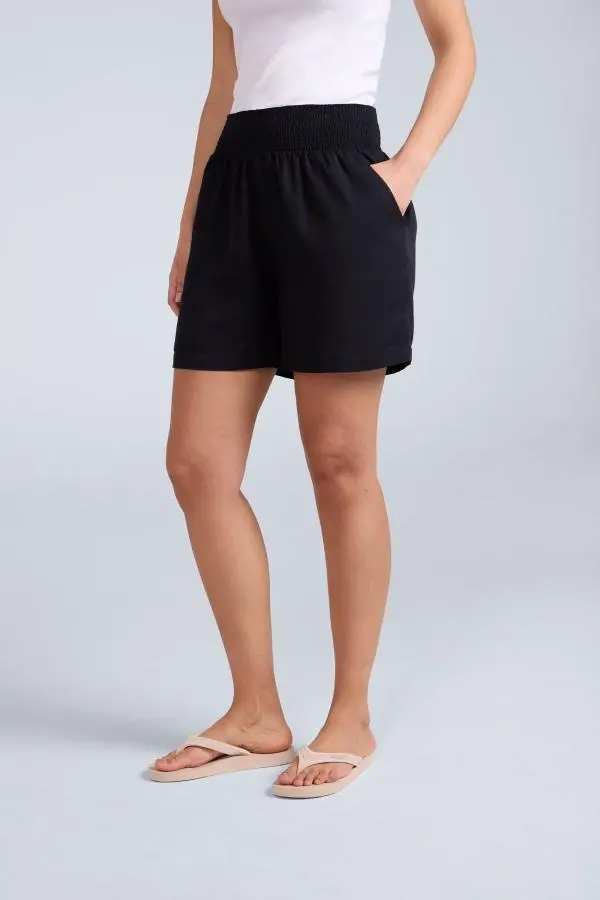 Animal Women's 'Carmen' Summer Comfortable Tencel Beach Shorts in Black | Size: 6