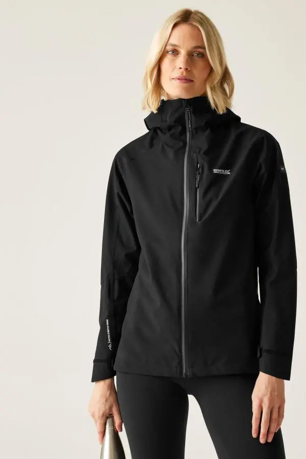 Regatta Women's Birchdale Waterproof Hooded Shell Jacket in Jet Black 
