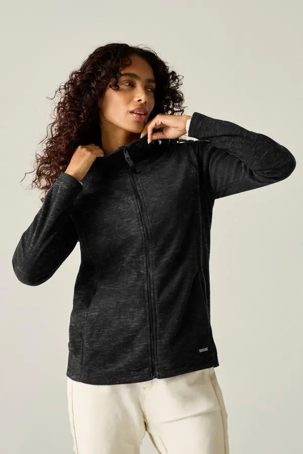 Regatta Women's Mayse Full Zip Lightweight Marl Fleece in Jet Black 