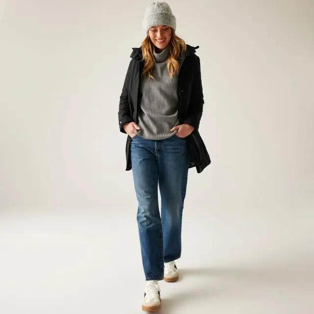 Regatta Women's Valenta Hooded Waterproof Breathable Insulated Jacket in Jet Black | Size: 12