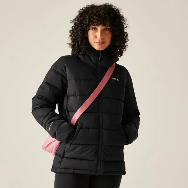 Regatta Women's Aldthorn Hooded Water-Repellent Insulating Baffled Jacket in Jet Black 