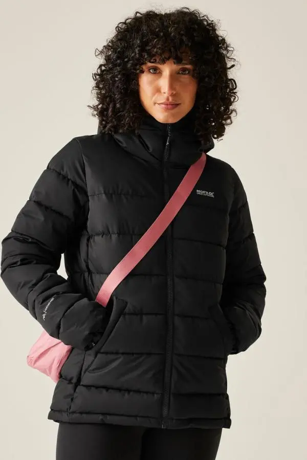 Regatta Women's Aldthorn Hooded Water-Repellent Insulating Padded Jacket in Jet Black 