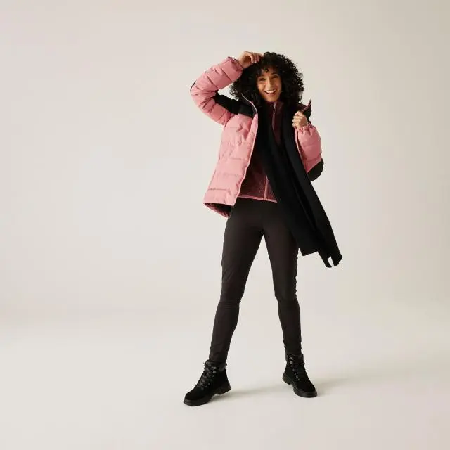 Regatta Women's Aldthorn Hooded Water-Repellent Insulating Baffled Jacket in Pink 