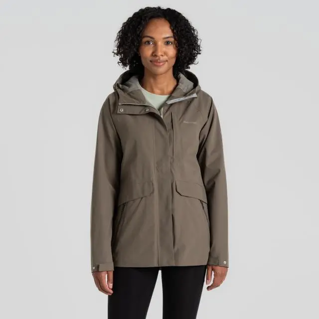 Craghoppers Women's Caldbeck Wind-Resistant AquaDry Waterproof Jacket in Dark Green | Size: 8