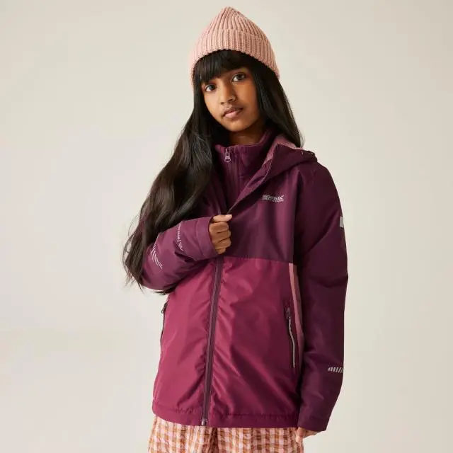 Regatta Hillain Borg Lined Hooded Waterproof Breathable Insulated Jacket in Purple | Size: 15-16 Years