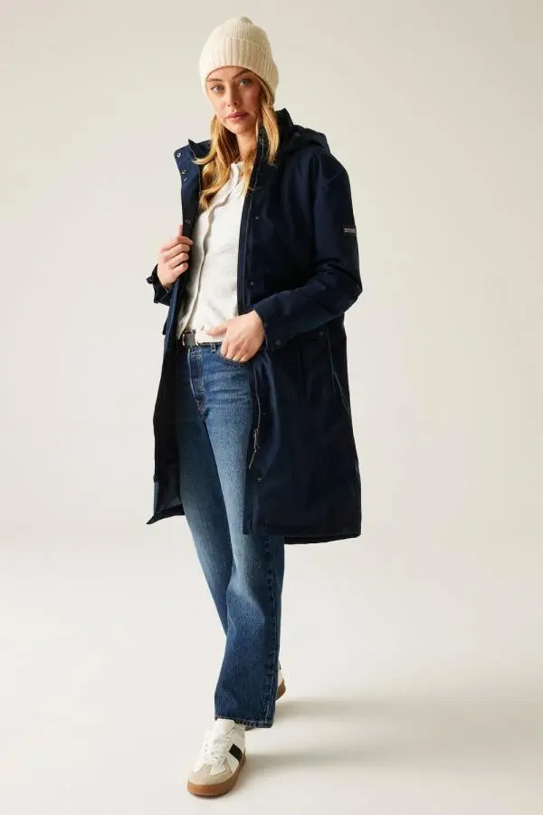 Regatta Women's Yannta Hooded Waterproof Longline Insulated Jacket in Navy 