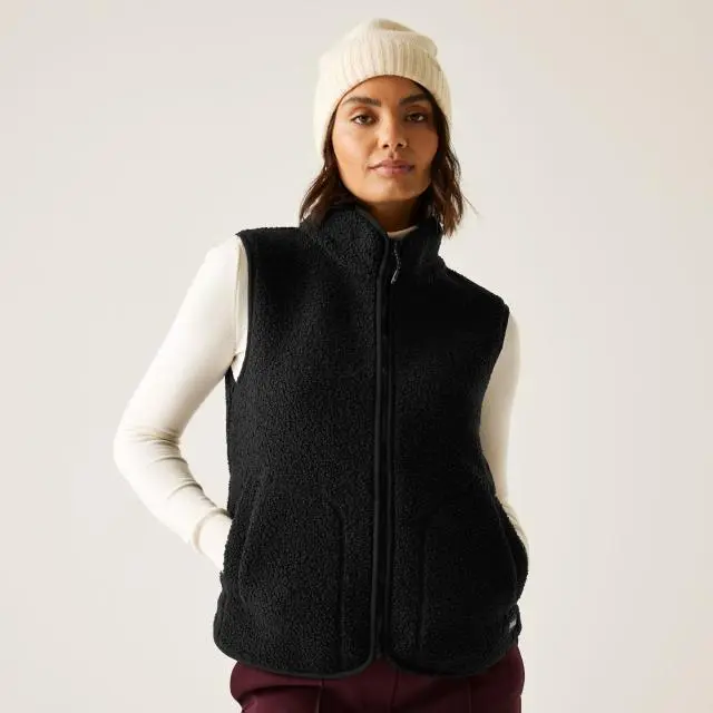 Regatta Women's Frankie Borg Full-Zip Gilet Bodywarmer in Jet Black 