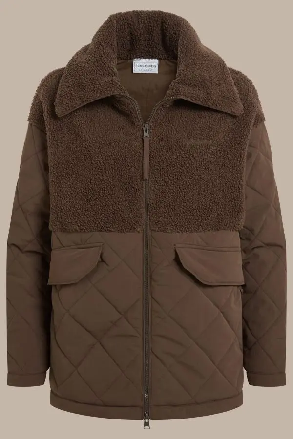 Craghoppers Women's Fairfield Borg Water-Repellent Hybrid Fleece Jacket in Brown | Size: 10