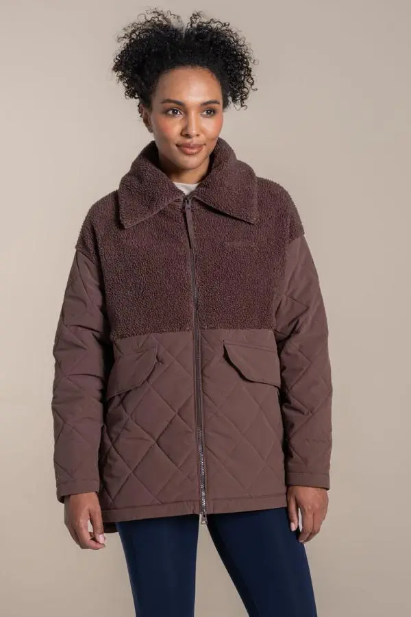 Craghoppers Women's Fairfield Borg Water-Repellent Hybrid Fleece Jacket in Brown 