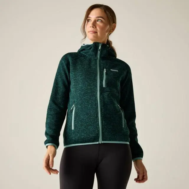 Regatta Women's Newhill Hooded Full Zip Hiking Fleece in Dark Green 