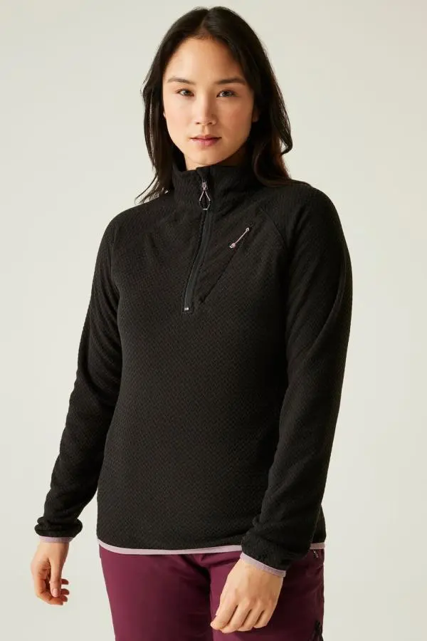 Dare 2b Women's Switch Up Textured Insulating Half Zip Fleece in Jet Black 
