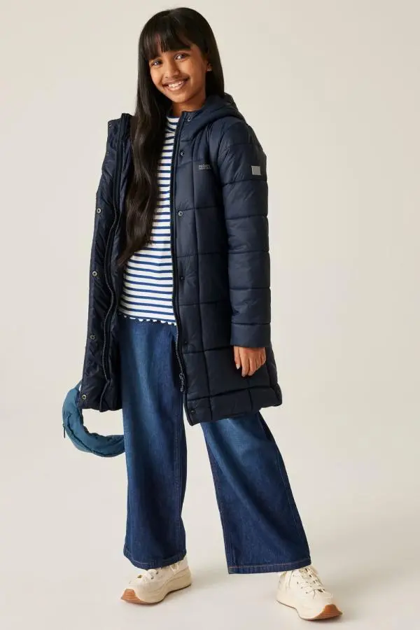 Regatta Embrie Longline Water-Repellent Padded Jacket in Navy 