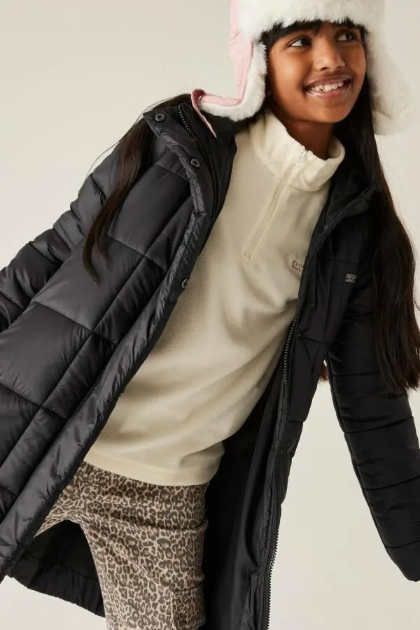 Regatta Embrie Longline Water-Repellent Padded Jacket in Jet Black 
