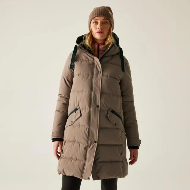 Eryn Longline Hooded Water-Repellent Baffled Jacket