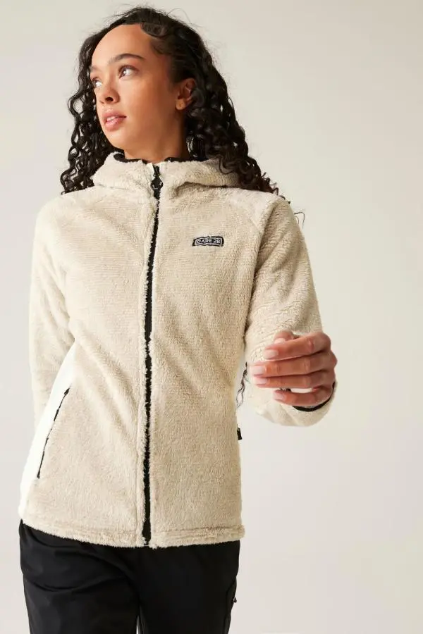 Dare 2b Women's Torrek Pro Fluffy Full Zip Hooded Midlayer in Grey 