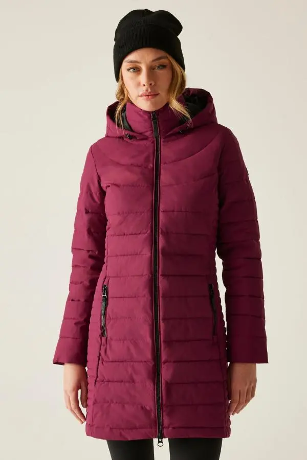 Regatta Women's Andria Hooded Water-Repellent Insulating Baffled Jacket in Red | Size: 10