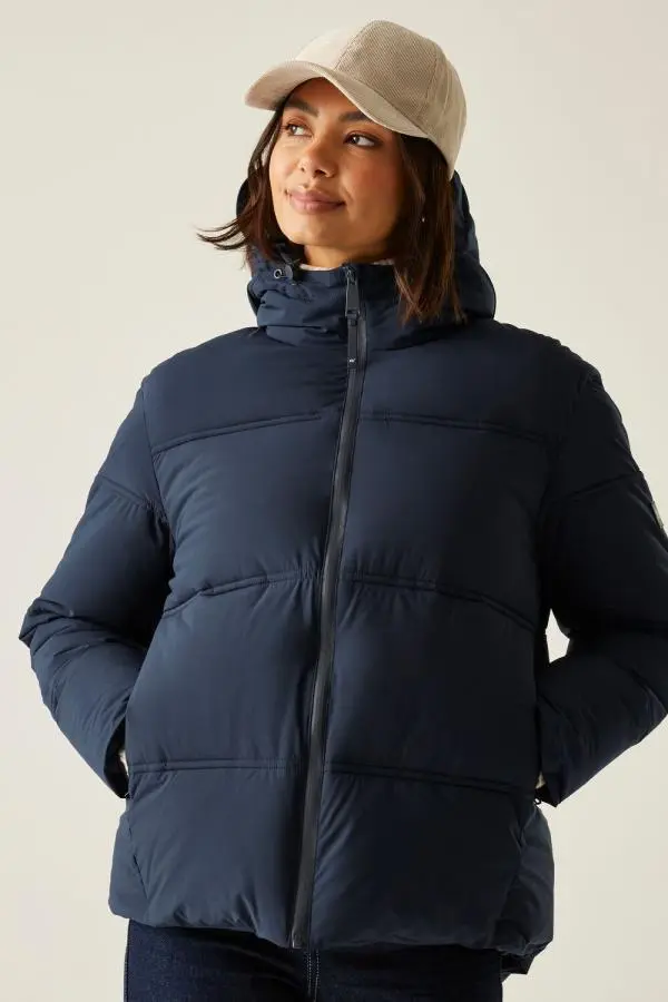 Regatta Women's Roxienne Hooded Water-Repellent Insulating Baffled Jacket in Navy 