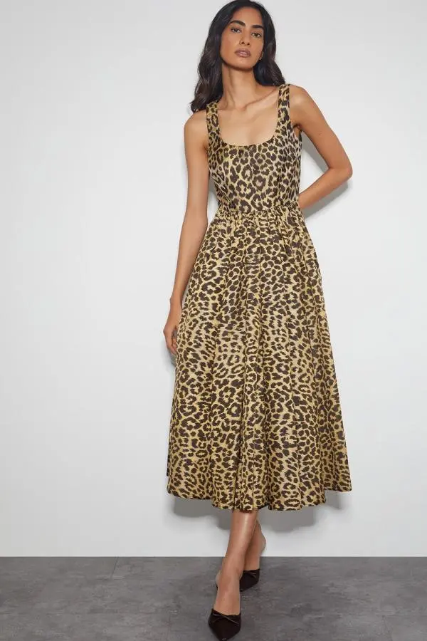 Monsoon Women's Sicily Fit & Flare Midi Dress Brown 