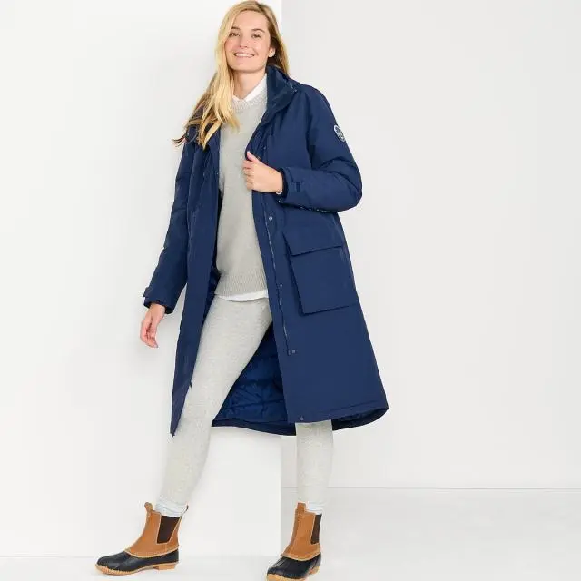Lands' End Women's Squall Waterproof Stadium Long Coat in Navy | Size: 16-18