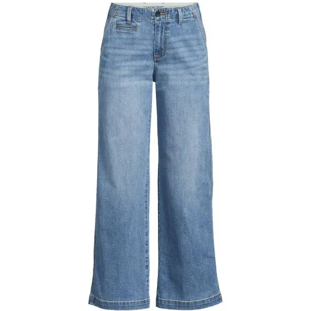 Lands' End Women's Wide Leg Ankle Jeans in Blue 