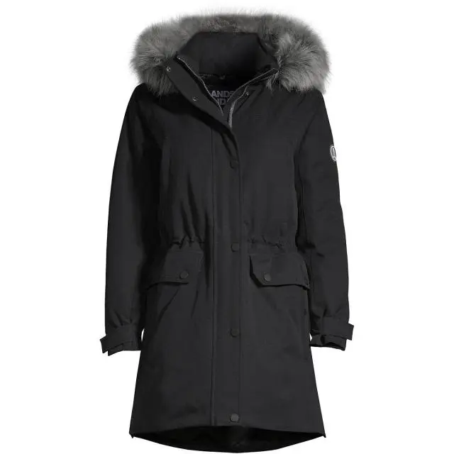 Lands' End Women's Petite Expedition Down Parka in Black 