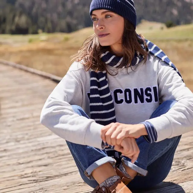 Lands' End Women's Serious Sweats Crew Neck Sweatshirt in Ivory 